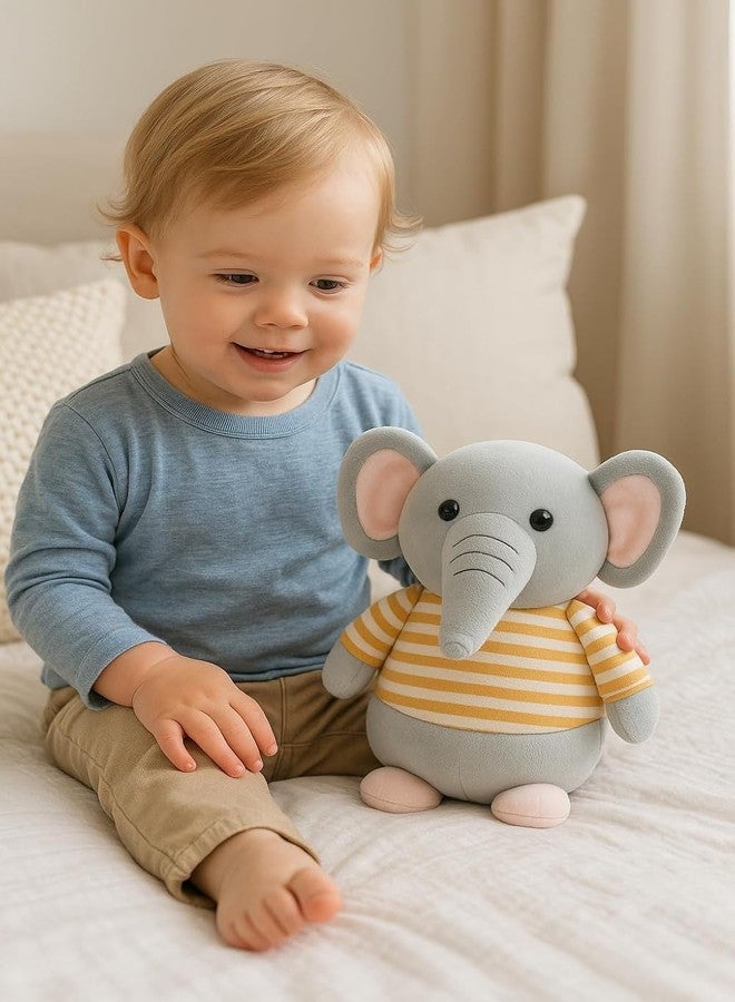 Fun4you Plush Elephant Stuffed Animal Toy with Blue Striped T-Shirt, Soft Toy for Kids, Grey (Yellow) - Image 4